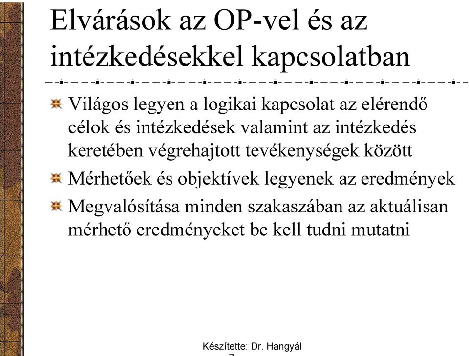végrehajtott tevékenységek között Mérhetőek és objektívek legyenek az eredmények