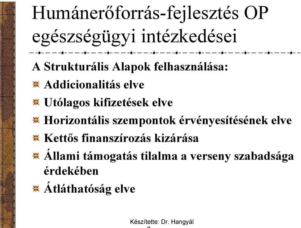 Horizontális szempontok érvényesítésének elve Kettős finanszírozás