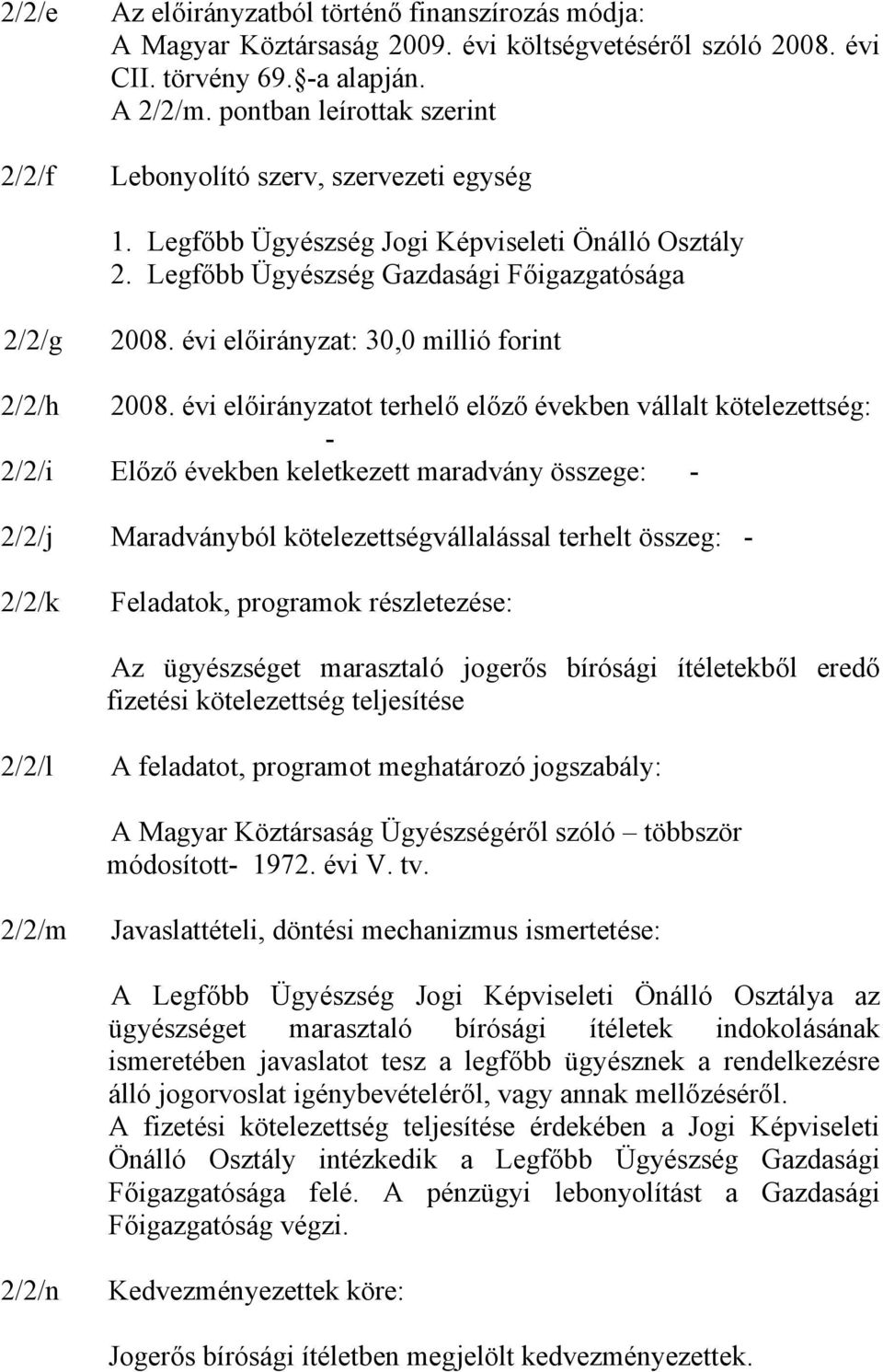 évi előirányzat: 30,0 millió forint 2/2/h 2008.