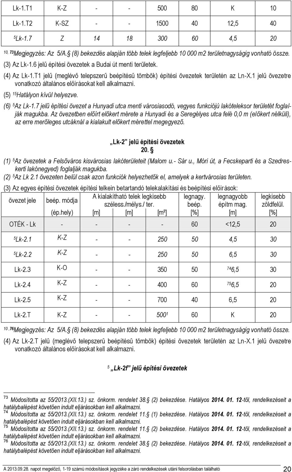 1 jelű övezetre vonatkozó általános előírásokat kell alkalmazni. () 1 Hatályon kívül helyezve. (6) Az Lk-1.