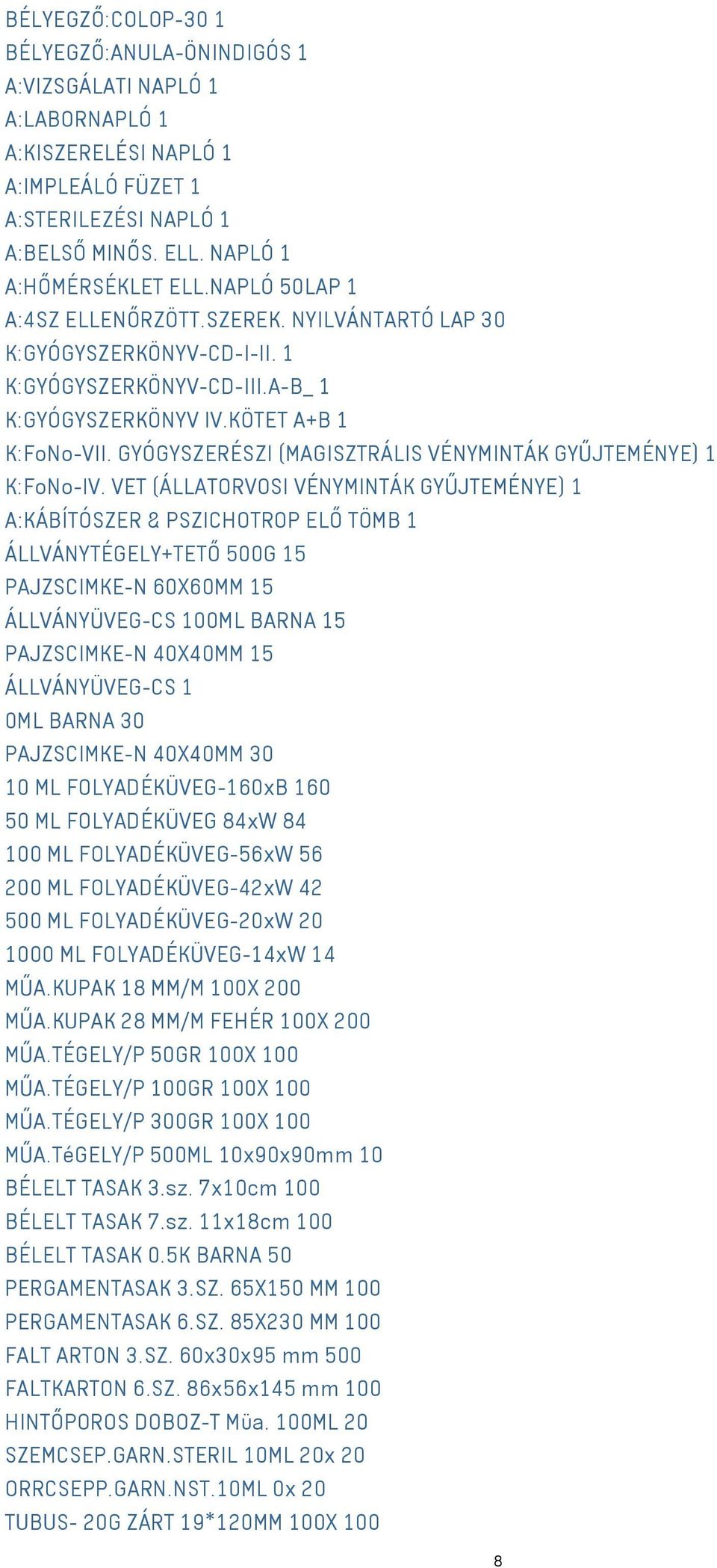 GYÓGYSZERÉSZI (MAGISZTRÁLIS VÉNYMINTÁK GYŰJTEMÉNYE) 1 K:FoNo-IV.