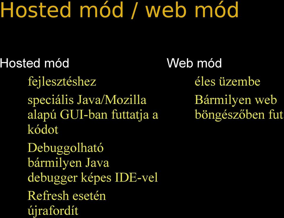 bármilyen Java debugger képes IDE-vel Refresh esetén
