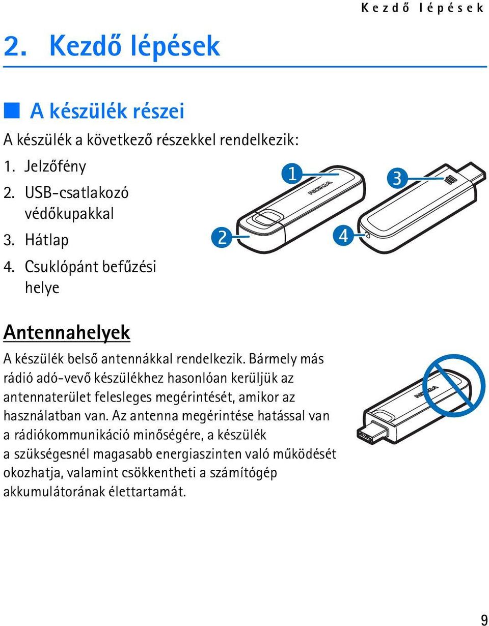 Bármely más rádió adó-vevõ készülékhez hasonlóan kerüljük az antennaterület felesleges megérintését, amikor az használatban van.