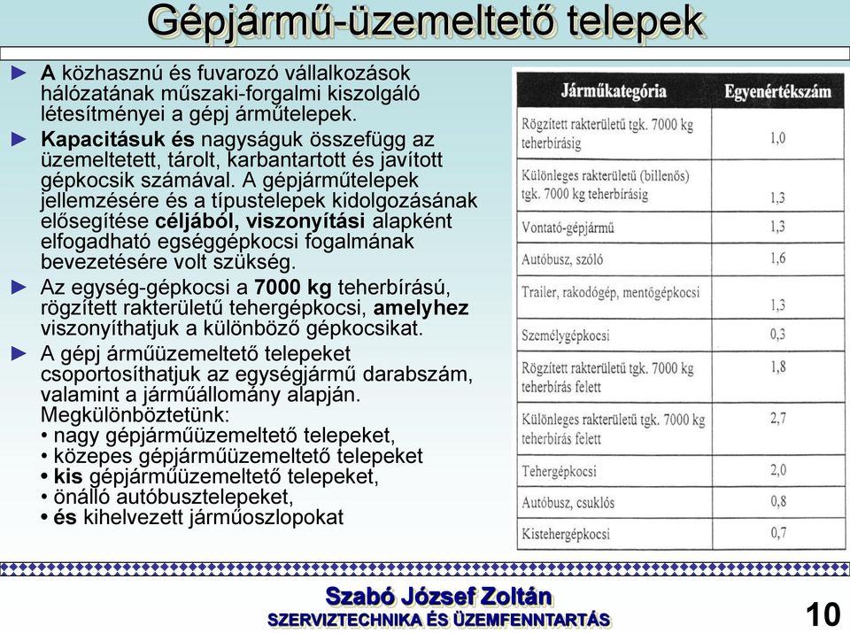 A gépjárműtelepek jellemzésére és a típustelepek kidolgozásának elősegítése céljából, viszonyítási alapként elfogadható egséggépkocsi fogalmának bevezetésére volt szükség.