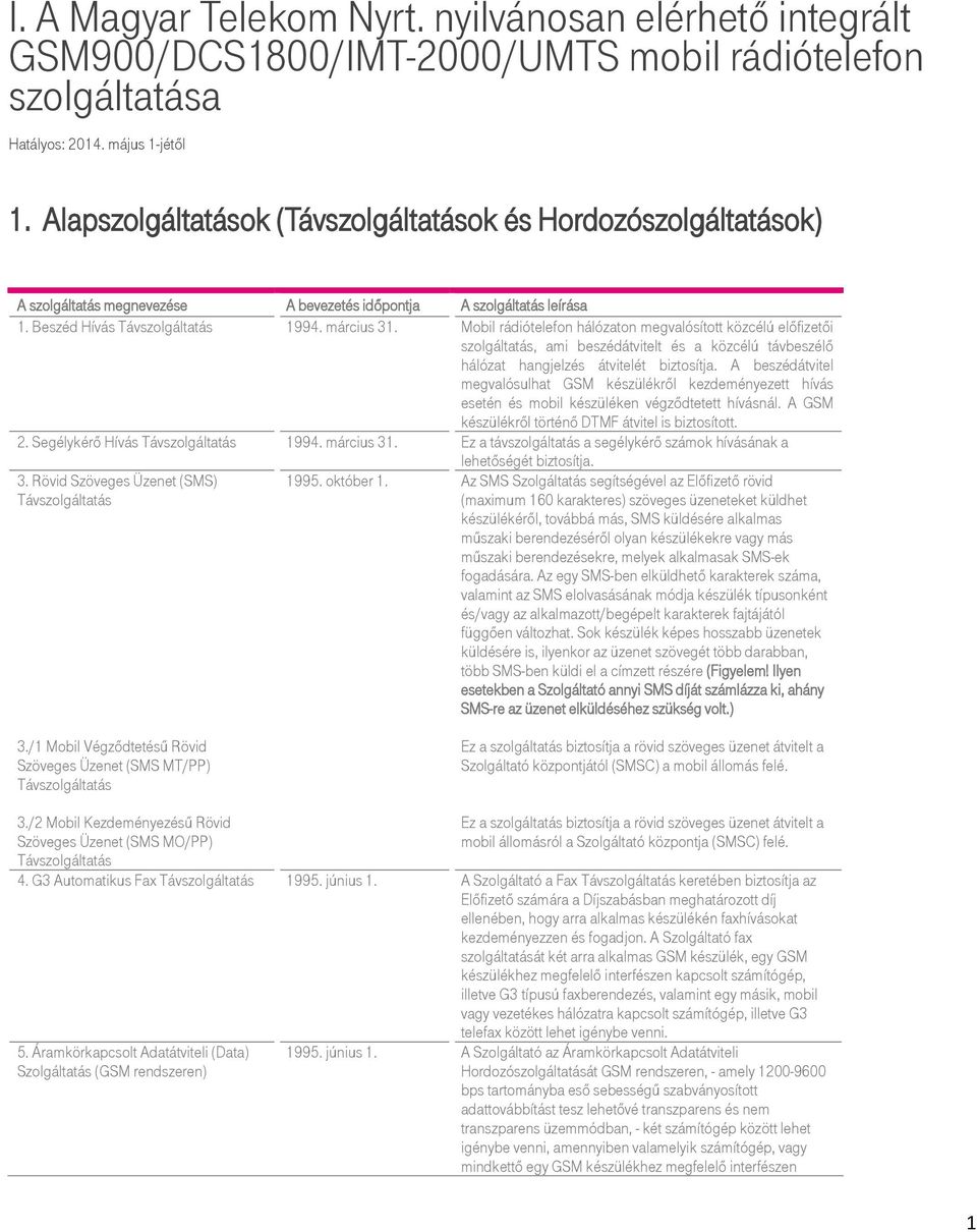 Mobil rádiótelefon hálózaton megvalósított közcélú előfizetői szolgáltatás, ami beszédátvitelt és a közcélú távbeszélő hálózat hangjelzés átvitelét biztosítja.