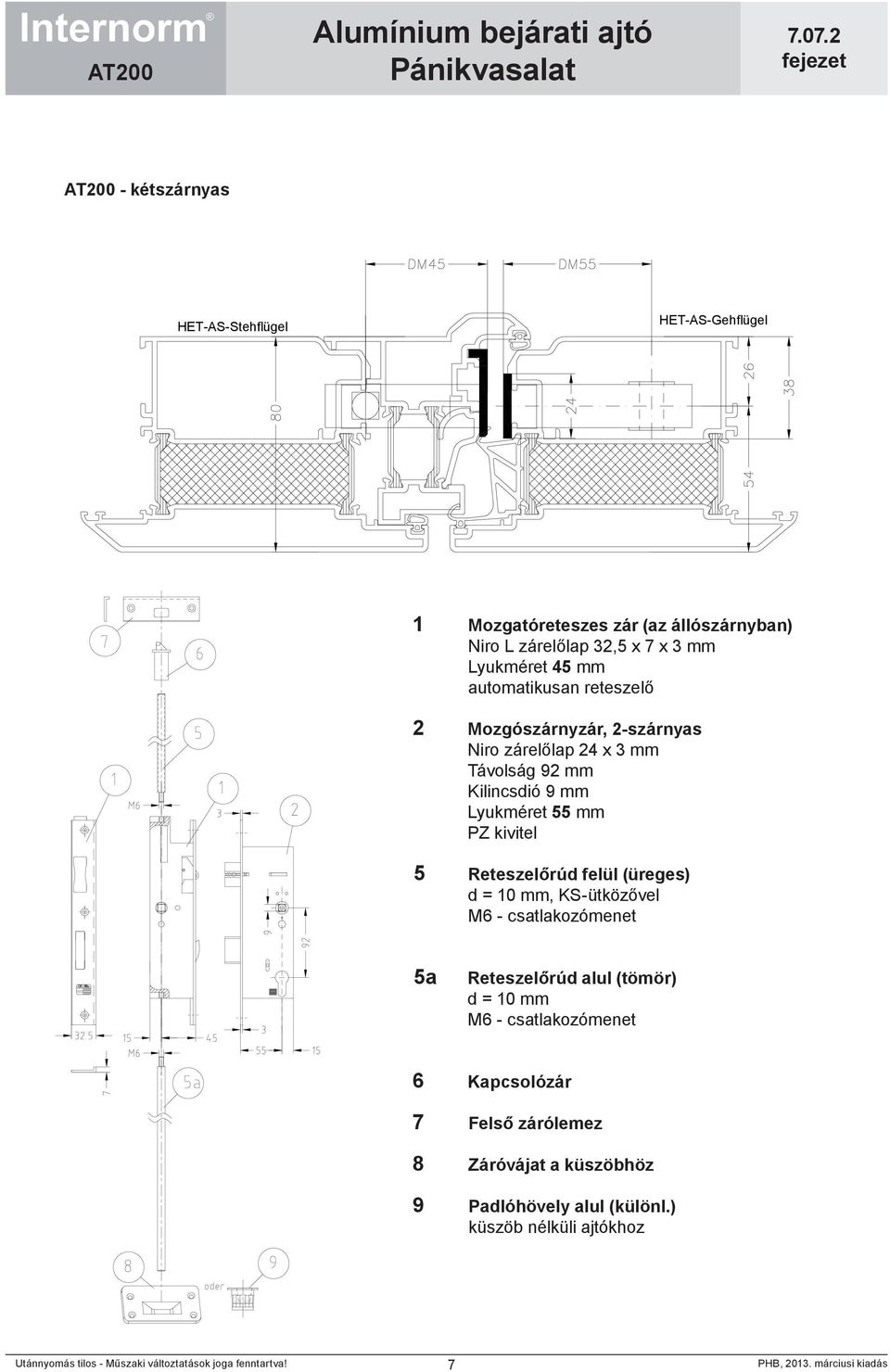 Lyukméret 55 mm PZ kivitel Reteszelőrúd felül (üreges) d = 0 mm, KS-ütközővel M6 - csatlakozómenet 5a Reteszelőrúd alul (tömör)