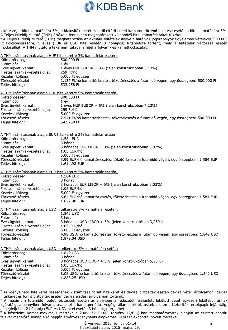 6 A Teljes Hiteldíj Mutató (THM) meghatározása az aktuális feltételek illetve a hatályos jogszabályok figyelembe vételével, 500.