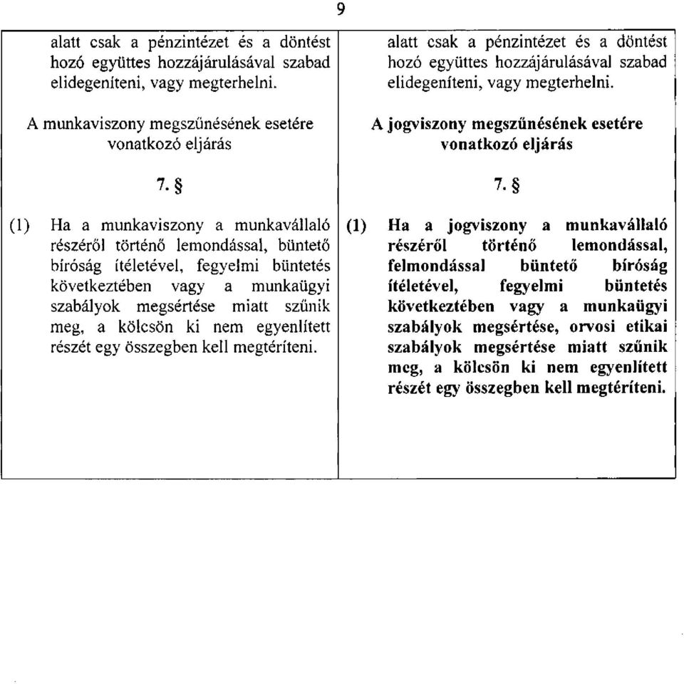 munkaügyi szabályok megsértése miatt szűnik meg, a kölcsön ki nem egyenlített részét egy összegben kell megtéríteni.