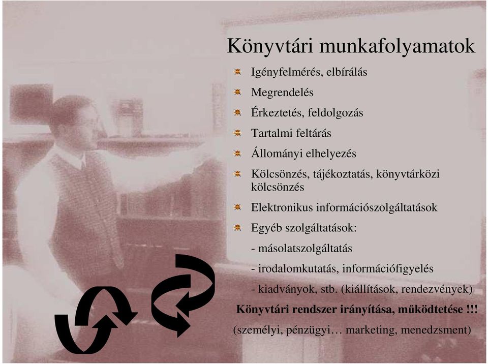 információszolgáltatások Egyéb szolgáltatások: - másolatszolgáltatás - irodalomkutatás, információfigyelés
