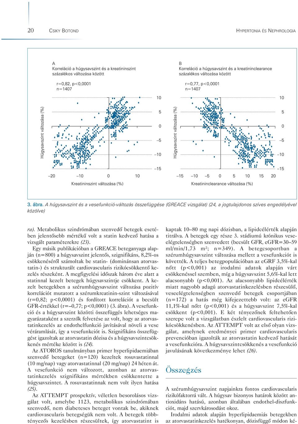 Egy másik publikációban a GREACE beteganyaga alapján (n=800) a húgysavszint jelentôs, szignifikáns, 8,2%-os csökkenésérôl számoltak be statin- (dominánsan atorvastatin-) és strukturált