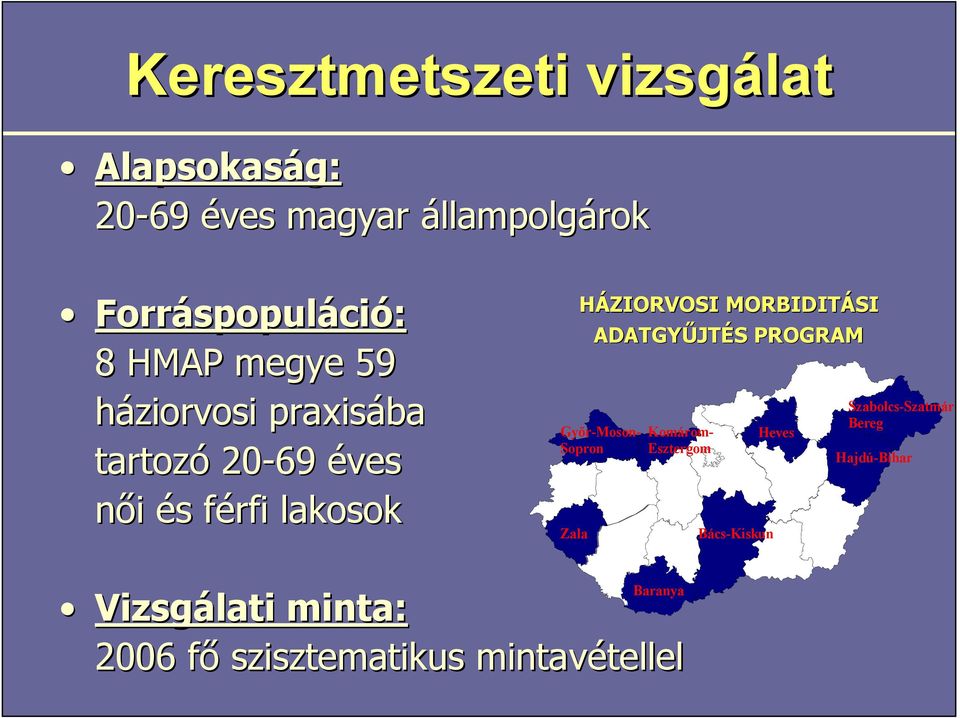 Zala HÁZIORVOSI MORBIDITÁSI ADATGYŰJT JTÉS S PROGRAM Komárom- Esztergom Bács-Kiskun Heves