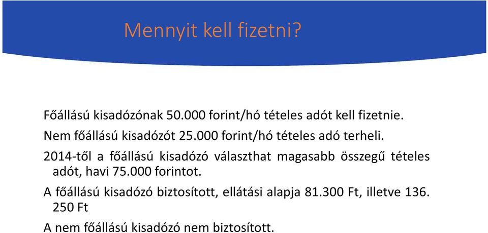 2014-től a főállású kisadózó választhat magasabb összegű tételes adót, havi 75.