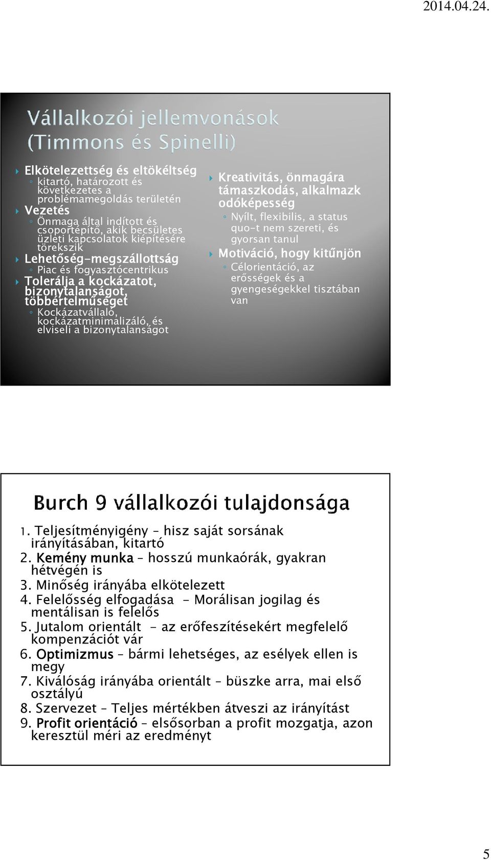 önmagára támaszkodás, alkalmazk odóképesség Nyílt, flexibilis, a status quo-t nem szereti, és gyorsan tanul Motiváció, hogy kitűnjön Célorientáció, az erősségek és a gyengeségekkel tisztában van 1.