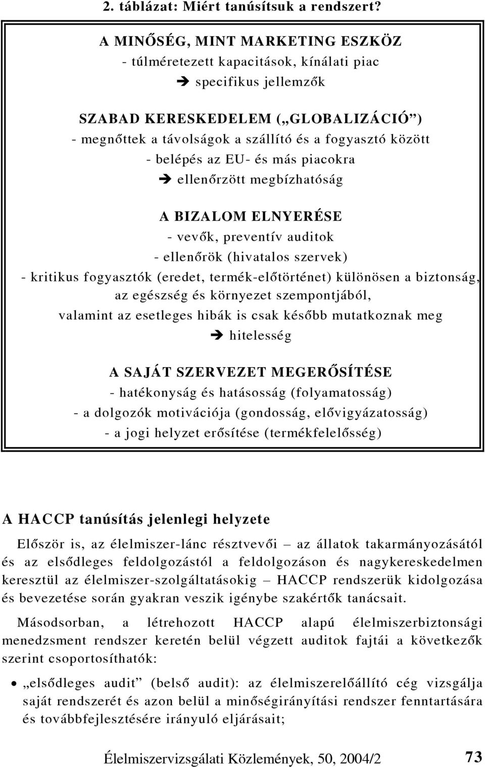 belépés az EU- és más piacokra ellenõrzött megbízhatóság A BIZALOM ELNYERÉSE - vevõk, preventív auditok - ellenõrök (hivatalos szervek) - kritikus fogyasztók (eredet, termék-elõtörténet) különösen a