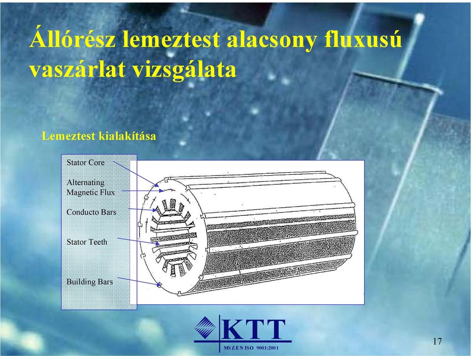 kialakítása Stator Core Alternating