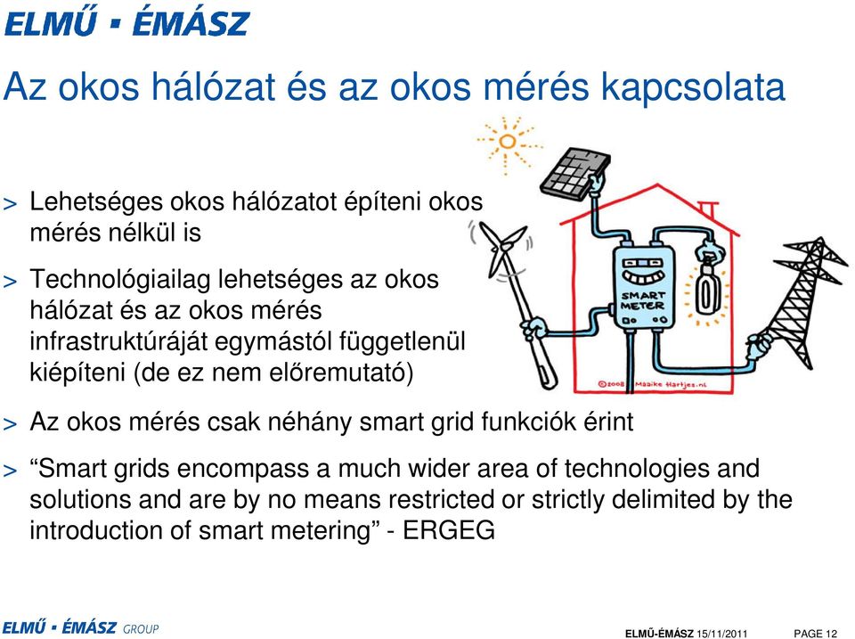 okos mérés csak néhány smart grid funkciók érint > Smart grids encompass a much wider area of technologies and solutions