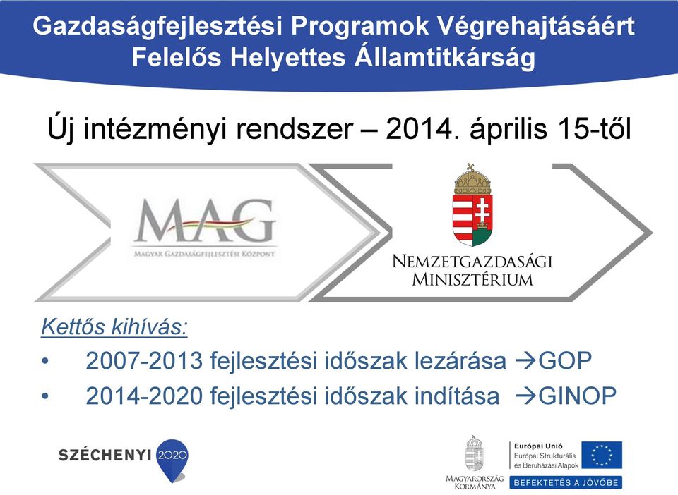 április 15-től Kettős kihívás: 2007-2013 fejlesztési