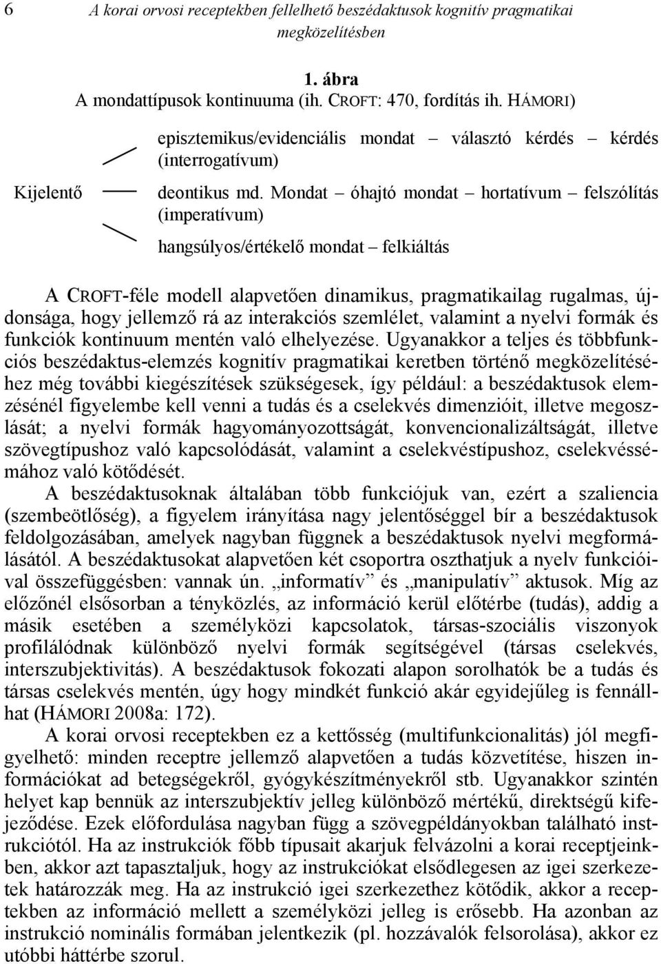 Mondat óhajtó mondat hortatívum felszólítás (imperatívum) hangsúlyos/értékelő mondat felkiáltás A CROFT-féle modell alapvetően dinamikus, pragmatikailag rugalmas, újdonsága, hogy jellemző rá az