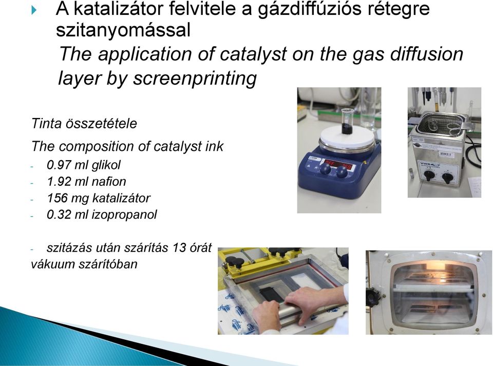 The composition of catalyst ink - 0.97 ml glikol - 1.