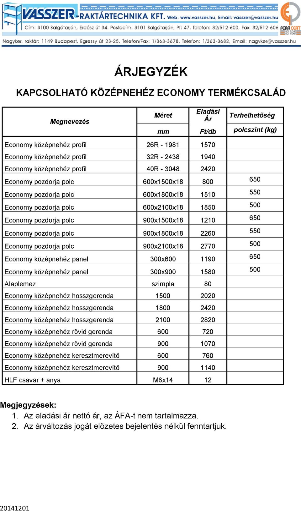 900x1500x18 1210 650 Economy pozdorja polc 900x1800x18 2260 550 Economy pozdorja polc 900x2100x18 2770 500 Economy középnehéz panel 300x600 1190 650 Economy középnehéz panel 300x900 1580 500