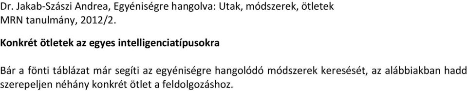 hangolódó módszerek keresését, az alábbiakban