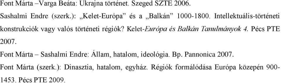 Kelet-Európa és Balkán Tanulmányok 4. Pécs PTE 2007. Font Márta Sashalmi Endre: Állam, hatalom, ideológia.