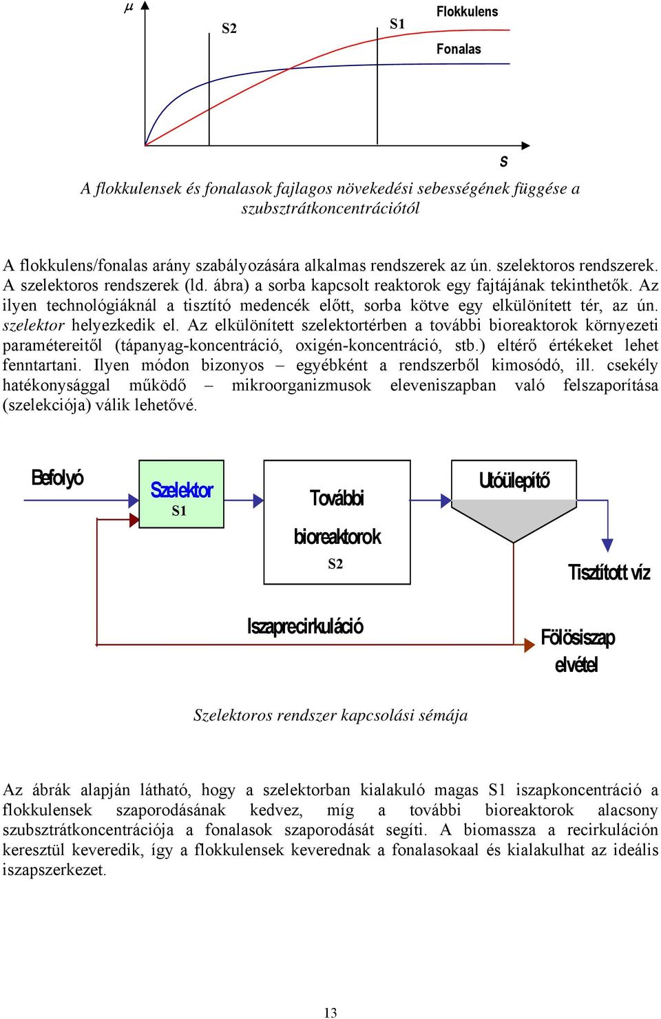 Az ilyen technológiáknál a tisztító medencék előtt, sorba kötve egy elkülönített tér, az ún. szelektor helyezkedik el.