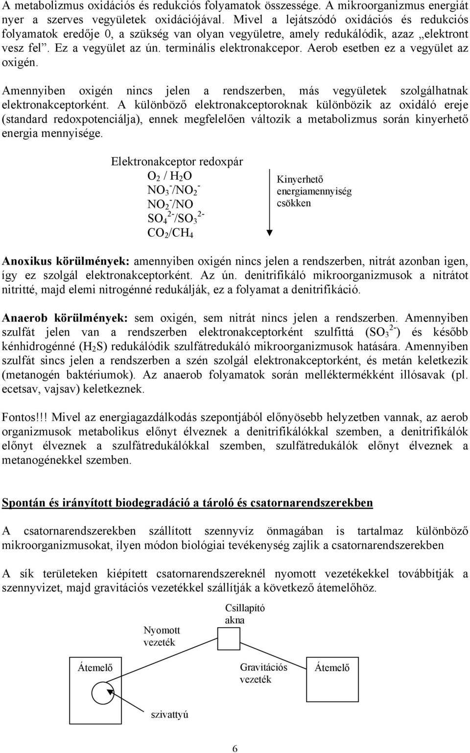 Aerob esetben ez a vegyület az oxigén. Amennyiben oxigén nincs jelen a rendszerben, más vegyületek szolgálhatnak elektronakceptorként.