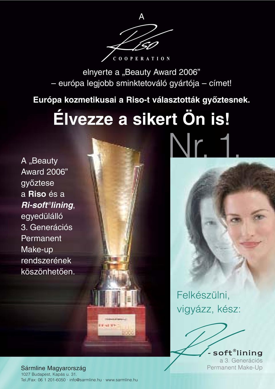 A Beauty Award 2006 gyôztese a Riso és a Ri-soft lining, egyedülálló 3.