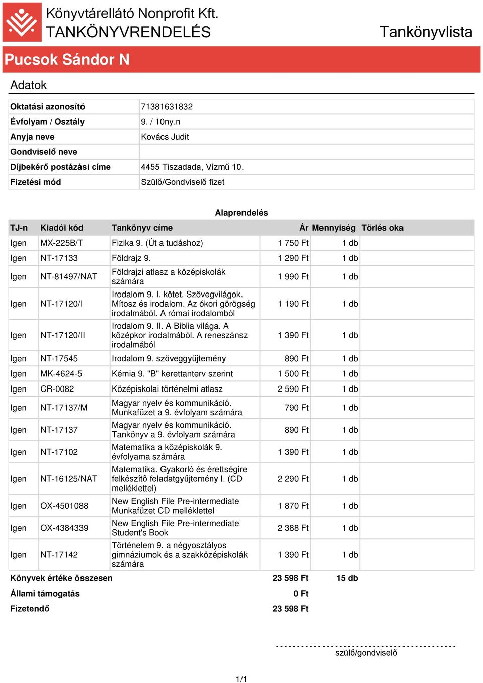 Tankönyvlista Draviczky Donát Róbert - PDF Ingyenes letöltés