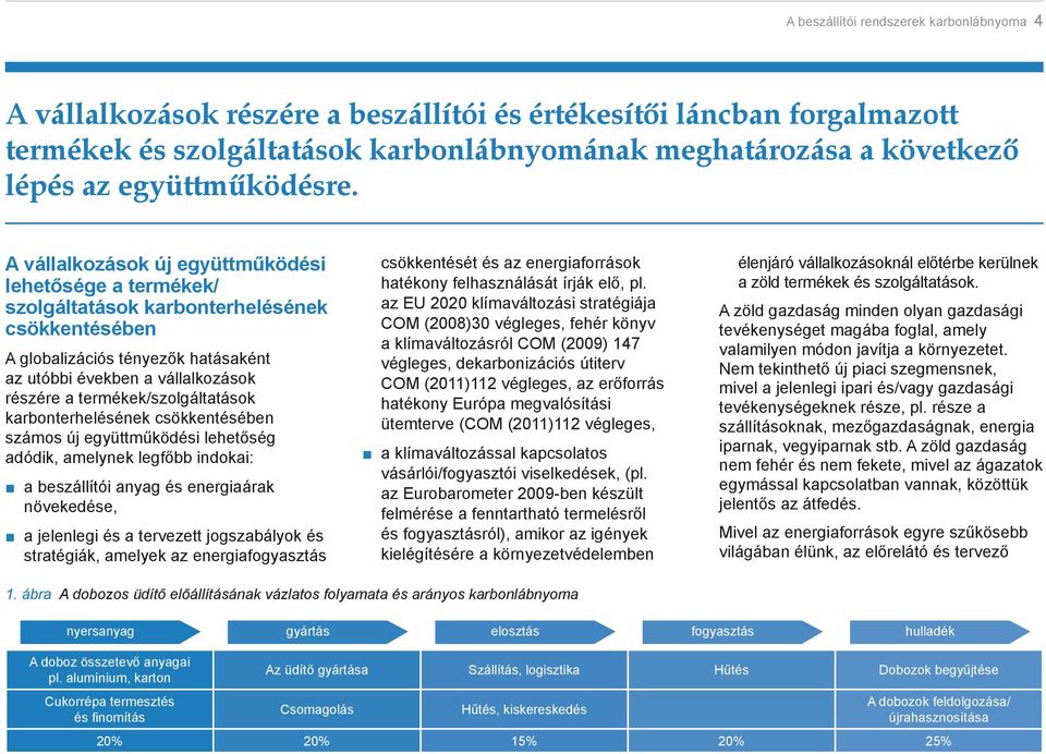 A vállalkozások új együttműködési lehetősége a termékek/ szolgáltatások karbonterhelésének csökkentésében A globalizációs tényezők hatásaként az utóbbi években a vállalkozások részére a