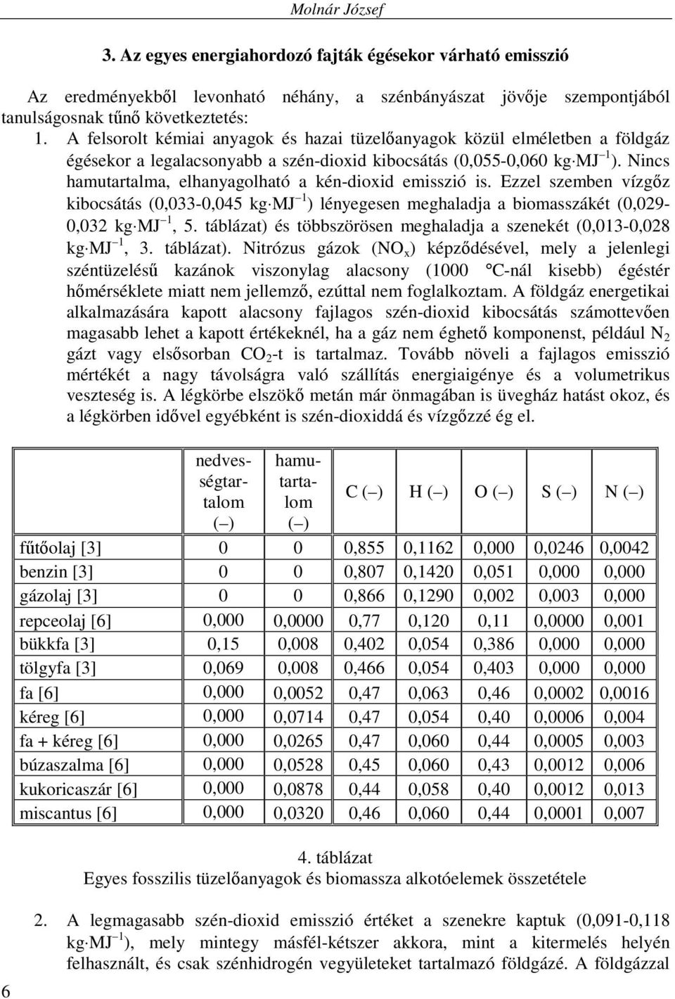 Nincs hamutartalma, elhanyagolható a kén-dioxid emisszió is. Ezzel szemben vízgız kibocsátás (0,033-0,045 kg MJ 1 ) lényegesen meghaladja a biomasszákét (0,029-0,032 kg MJ 1, 5.