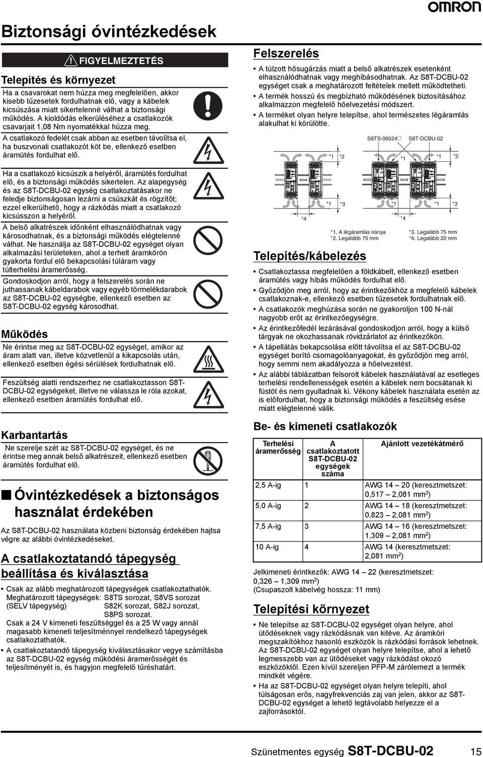 A kioldódás elkerüléséhez a csatlakozók csavarjait,08 Nm nyomatékkal húzza meg.