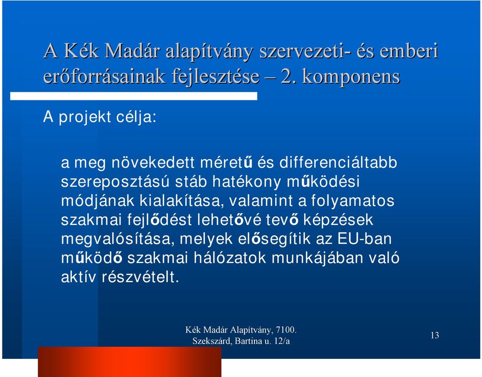 hatékony működési módjának kialakítása, valamint a folyamatos szakmai fejlődést lehetővé