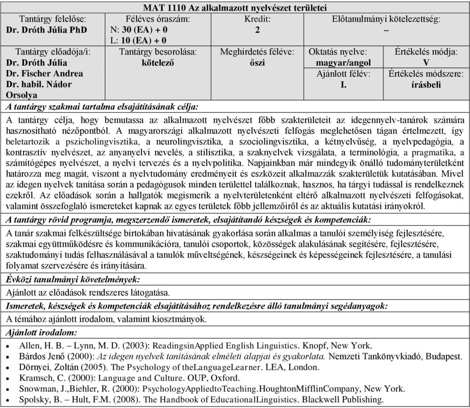 A magyarországi alkalmazott nyelvészeti felfogás meglehetősen tágan értelmezett, így beletartozik a pszicholingvisztika, a neurolingvisztika, a szociolingvisztika, a kétnyelvűség, a nyelvpedagógia, a