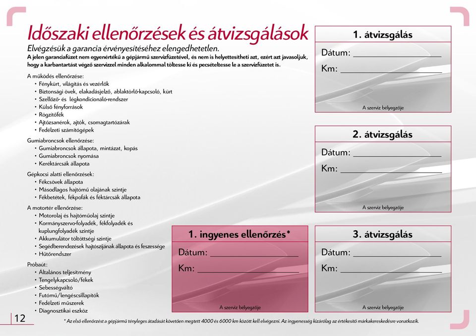 pecsételtesse le a szervizfüzetet is. 1.