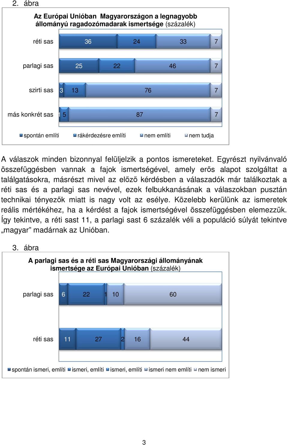 ismereteket Egyrészt gyrészt nyilvánvaló összefüggésben vannak a fajok faj ismertségével, amely erős alapot szolgáltat a találgatásokra, másrészt mivel m az előző kérdésben a válaszadók már