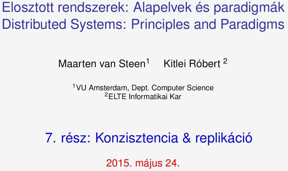 Róbert 2 1 VU Amsterdam, Dept.