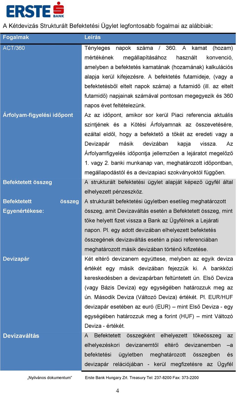 A befektetés futamideje, (vagy a befektetésből eltelt napok száma) a futamidő (ill. az eltelt futamidő) napjainak számával pontosan megegyezik és 360 napos évet feltételezünk.