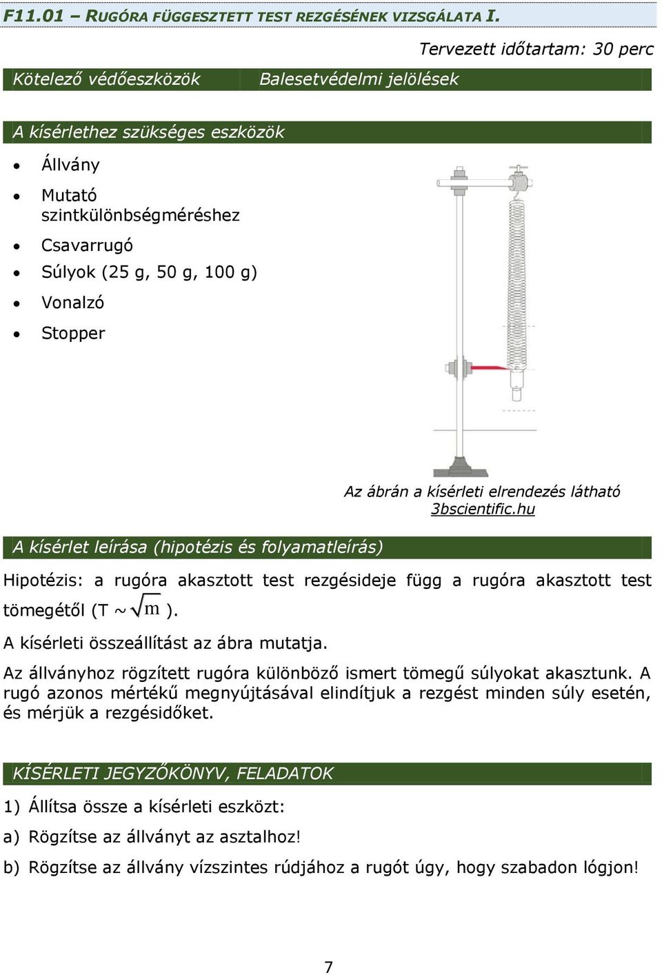 Stopper A kísérlet leírása (hipotézis és folyamatleírás) Az ábrán a kísérleti elrendezés látható 3bscientific.