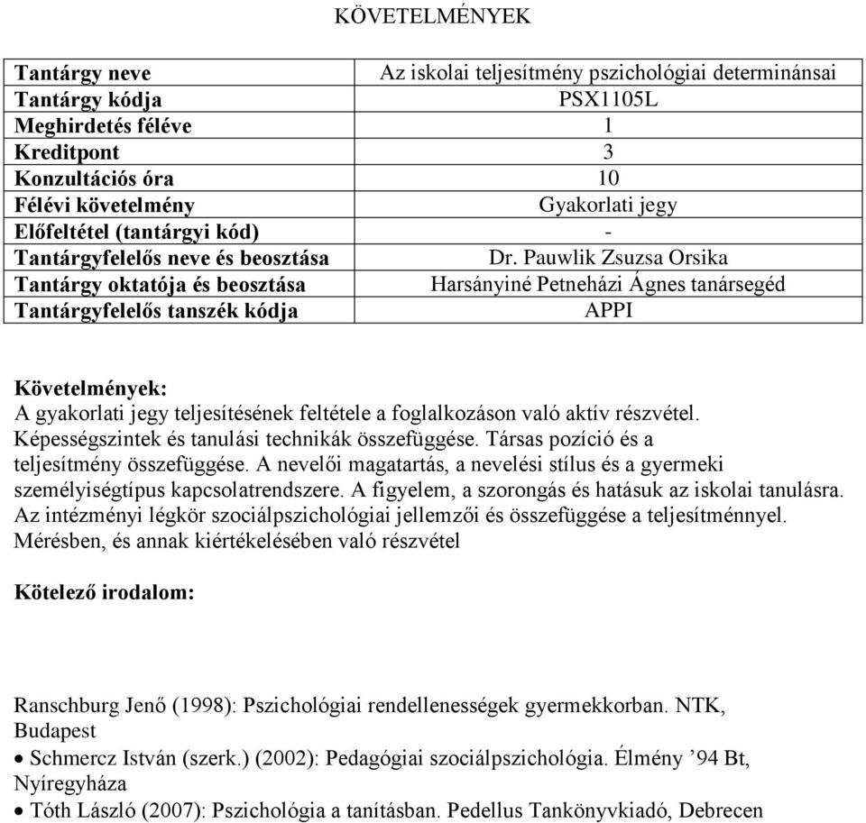 Társas pozíció és a teljesítmény összefüggése. A nevelői magatartás, a nevelési stílus és a gyermeki személyiségtípus kapcsolatrendszere. A figyelem, a szorongás és hatásuk az iskolai tanulásra.