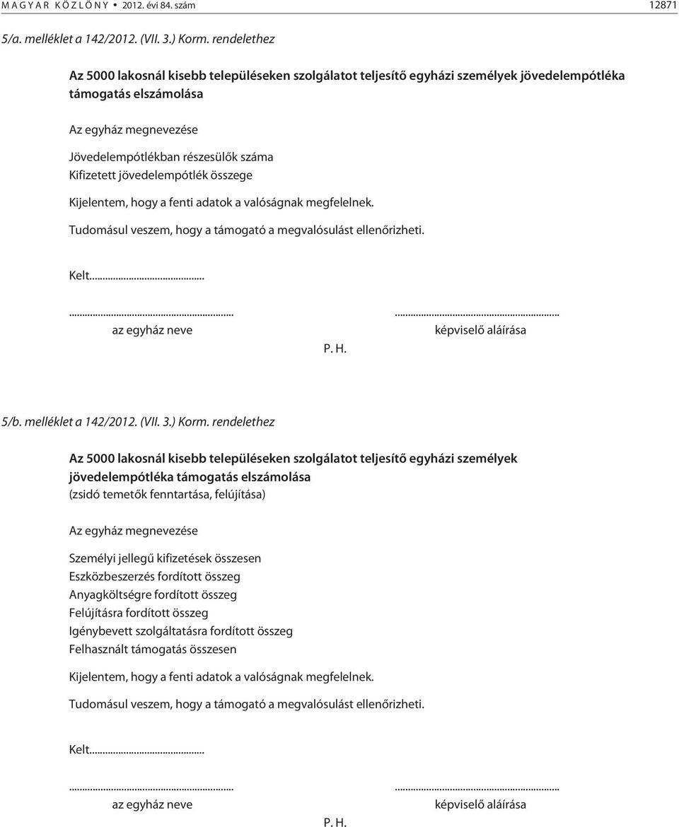 jövedelempótlék összege Kijelentem, hogy a fenti adatok a valóságnak megfelelnek. Tudomásul veszem, hogy a támogató a megvalósulást ellenõrizheti. Kelt......... az egyház neve képviselõ aláírása P. H.
