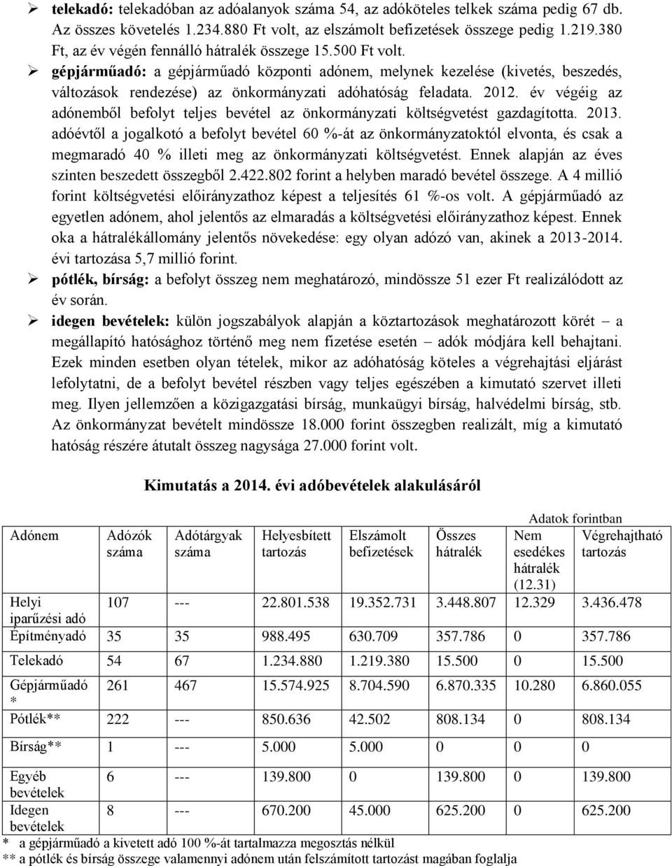 gépjárműadó: a gépjárműadó központi adónem, melynek kezelése (kivetés, beszedés, változások rendezése) az önkormányzati adóhatóság feladata. 2012.