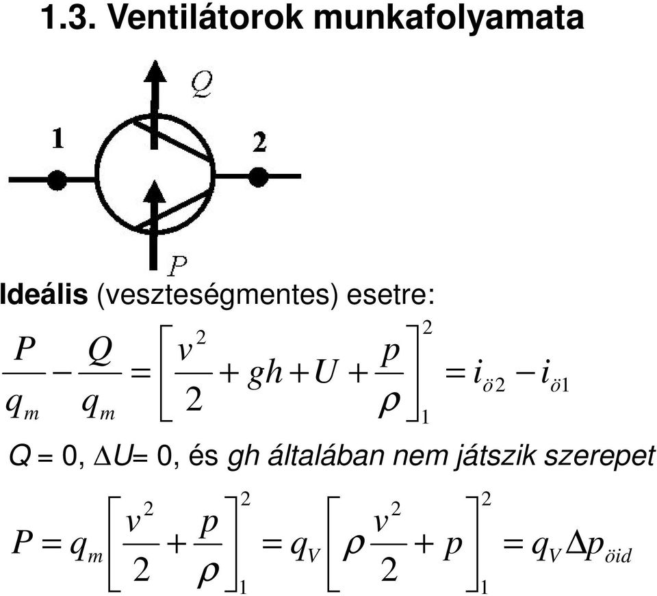 esetre: 1 1 ö ö m m i i U gh v q Q q P = + + + = ρ Q = 0,