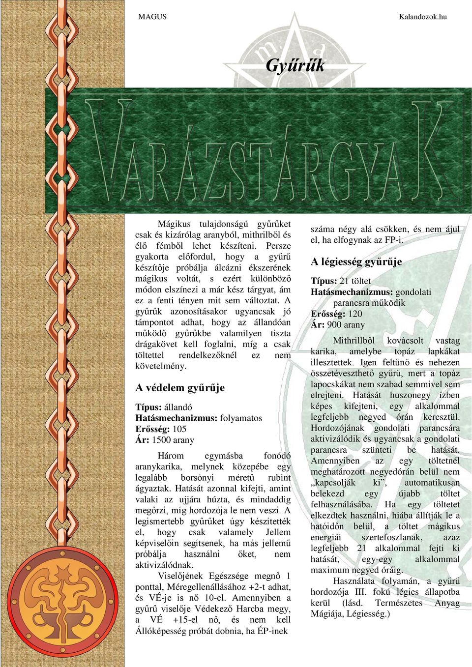 Gyűrűk. A légiesség gyűrűje. A védelem gyűrűje - PDF Ingyenes letöltés