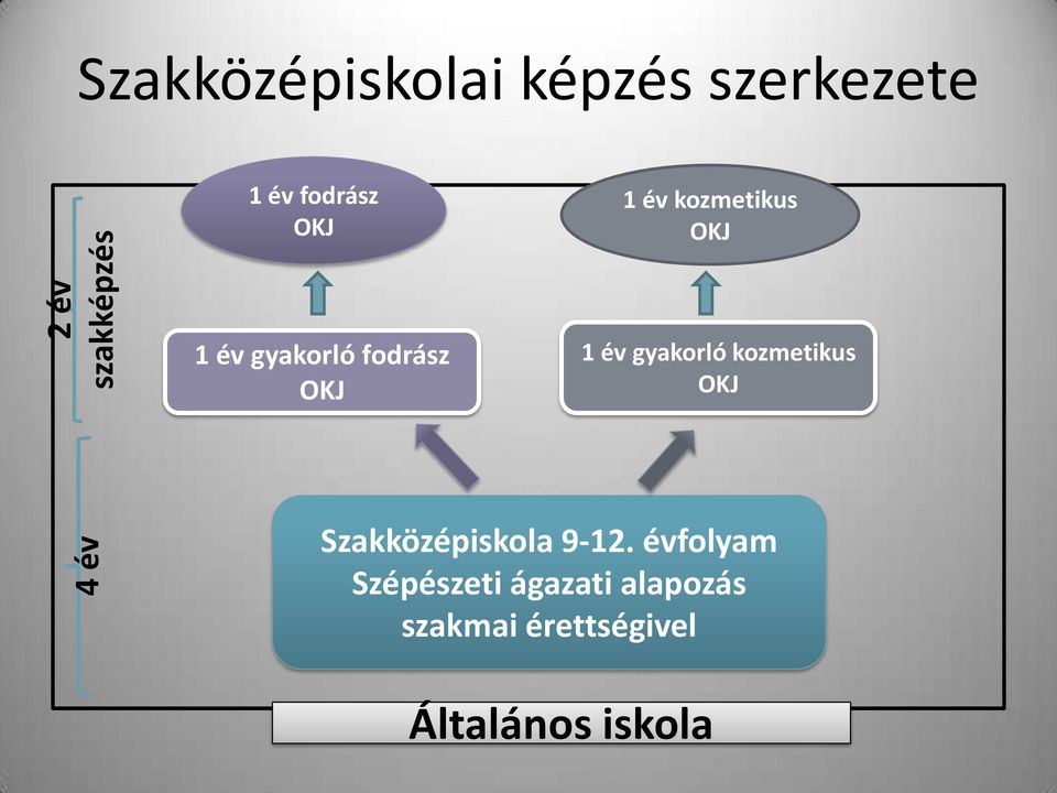 év gyakorló kozmetikus OKJ 4 év Szakközépiskola 9-12.