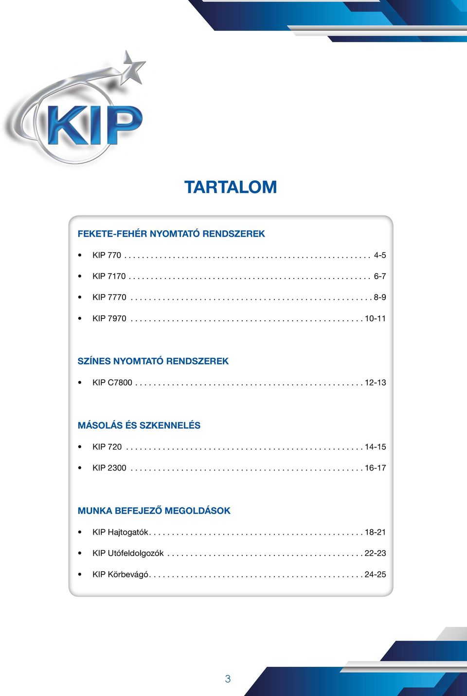 ..12-13 MÁSOLÁS ÉS SZKENNELÉS KIP 720...14-15 KIP 2300.