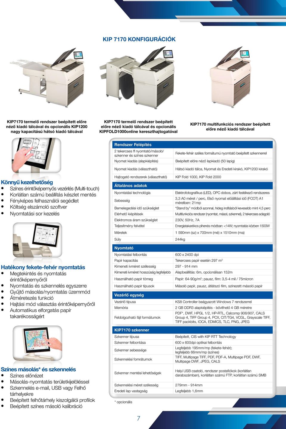 szkenner Nyomat kiadás (alapkiépítés) Nyomat kiadás (választható) Fekete-fehér széles formátumú nyomtató beépített szkennerrel Beépített előre néző lapkiadó (50 lapig) Hátsó kiadó tálca, Nyomat és