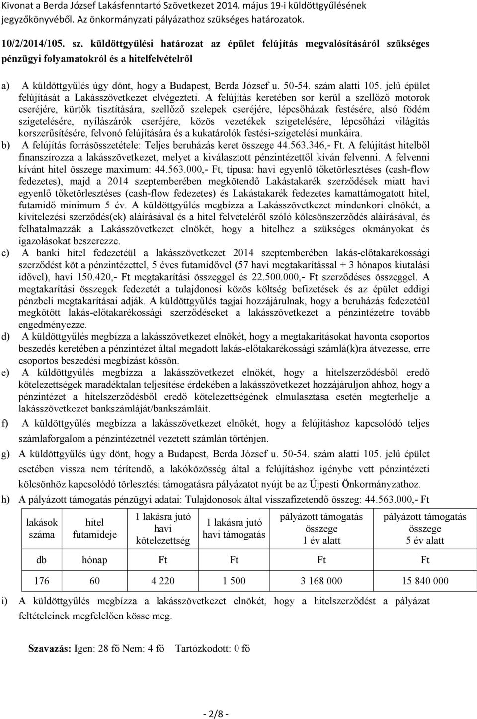 A felújítás keretében sor kerül a szellőző motorok cseréjére, kürtők tisztítására, szellőző szelepek cseréjére, lépcsőházak festésére, alsó födém szigetelésére, nyílászárók cseréjére, közös vezetékek