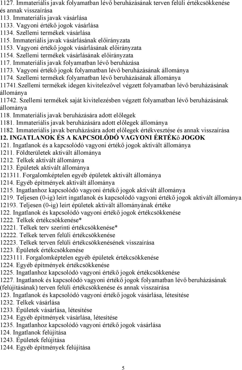 Immateriális javak folyamatban lévő beruházása 1173. Vagyoni értékő jogok folyamatban lévő beruházásának állománya 1174. Szellemi termékek folyamatban lévő beruházásának állománya 11741.